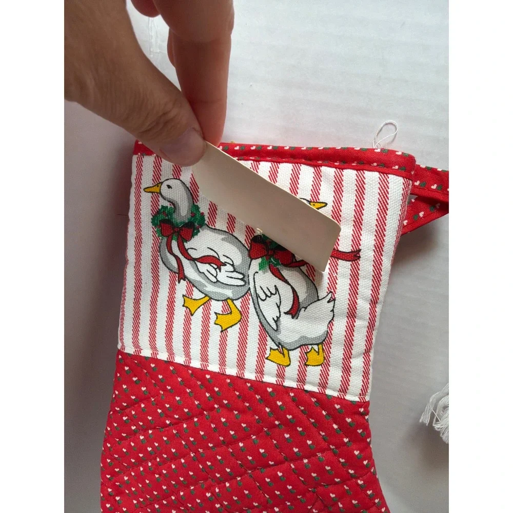 NWT VTG 90s Cannon Heirloom Kitchen Set Red Christmas Goose 3pc Towel Mitt